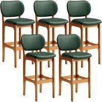 Kit 5 Banquetas Alta Betta Imbuia Facto Verde Musgo - 1