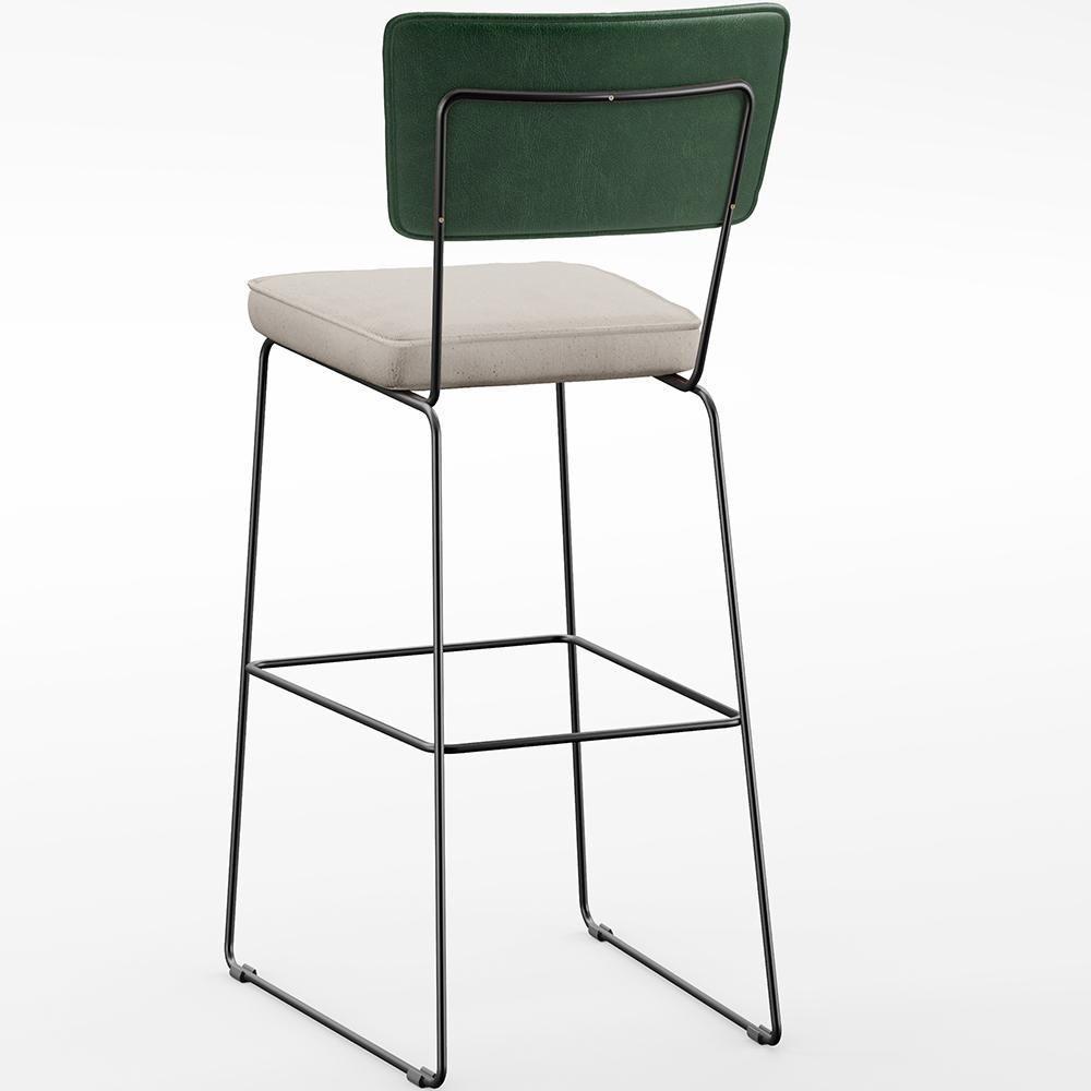 Kit 04 Banquetas Altas Facto Verde Musgo Linho Cru - 2