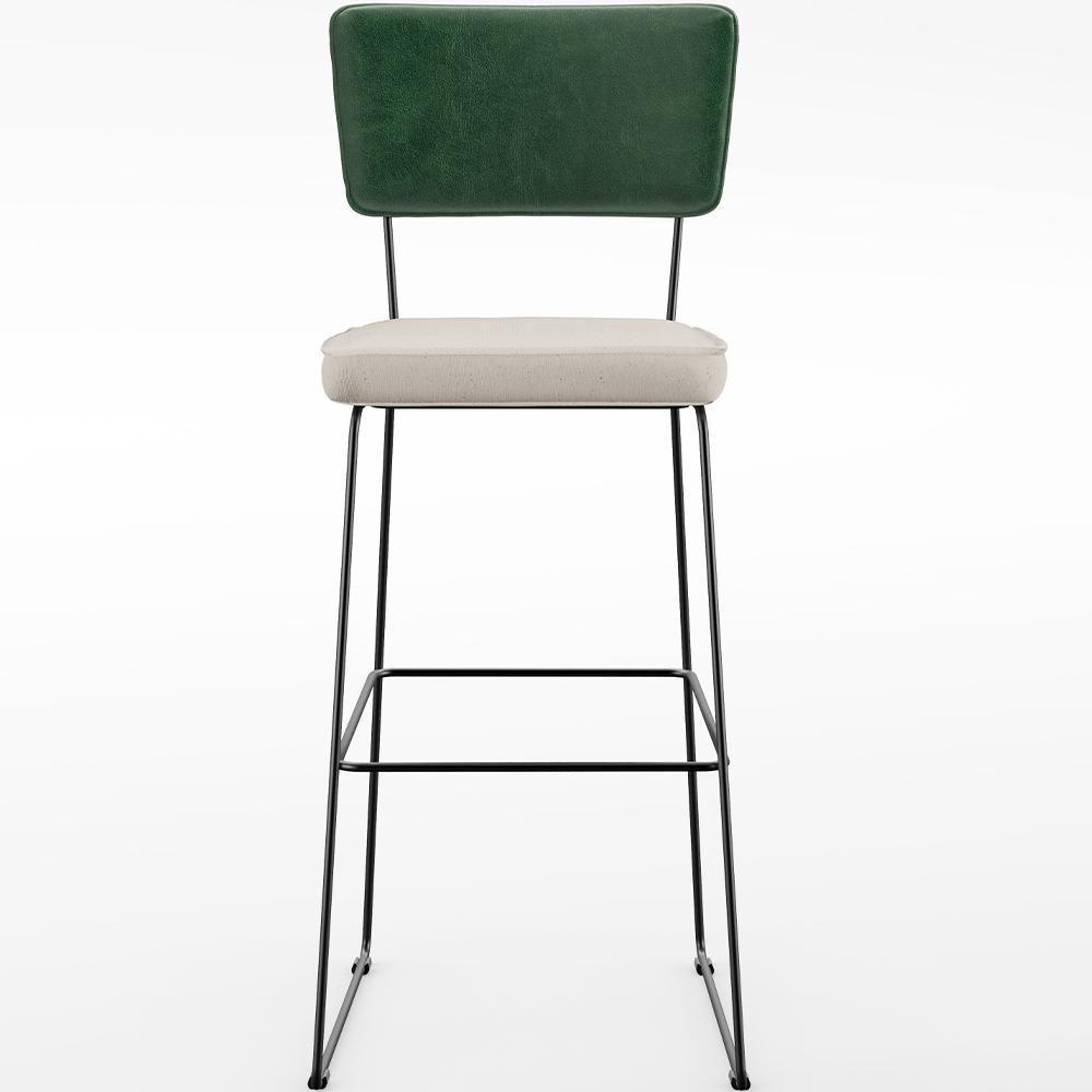 Kit 04 Banquetas Altas Facto Verde Musgo Linho Cru - 5