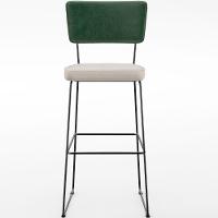 Kit 04 Banquetas Altas Facto Verde Musgo Linho Cru - 5