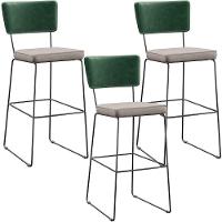 Kit 03 Banquetas Altas Allana L02 Verde Musgo Bege - 1