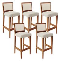 Kit 05 Banquetas Alta Branco Linho Champagne - 1