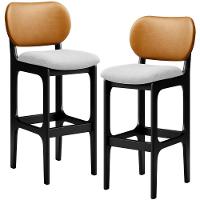 Kit 2 Banquetas Alta Betta Preto Whisky Linho Cinza - 1