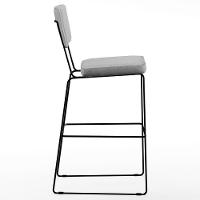 Kit 04 Banquetas Alta Base Aço Fixa Linho Cinza