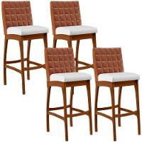 Kit 04 Banquetas Altas Mila Camel Corano Branco - 1