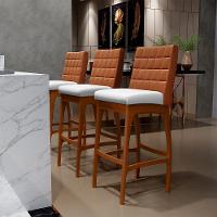 Kit 04 Banquetas Altas Mila Camel Corano Branco - 9