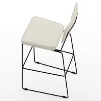 Kit 04 Banquetas Alta Base Aço Fixa Linho Champagne - 2