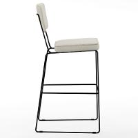 Kit 04 Banquetas Alta Base Aço Fixa Linho Champagne