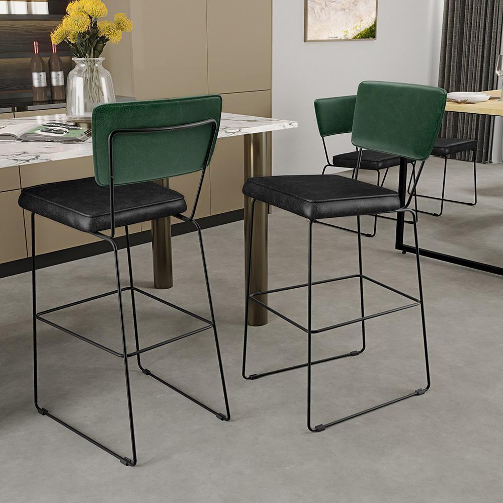 Kit 03 Banquetas Altas Allana L02 Facto Verde Musgo Preto - 9