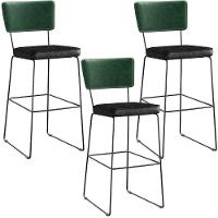 Kit 03 Banquetas Altas Allana L02 Facto Verde Musgo Preto - 1