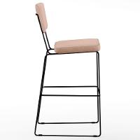 Kit 3 Banquetas Alta Base Em Aço Fixa Linho Rosê