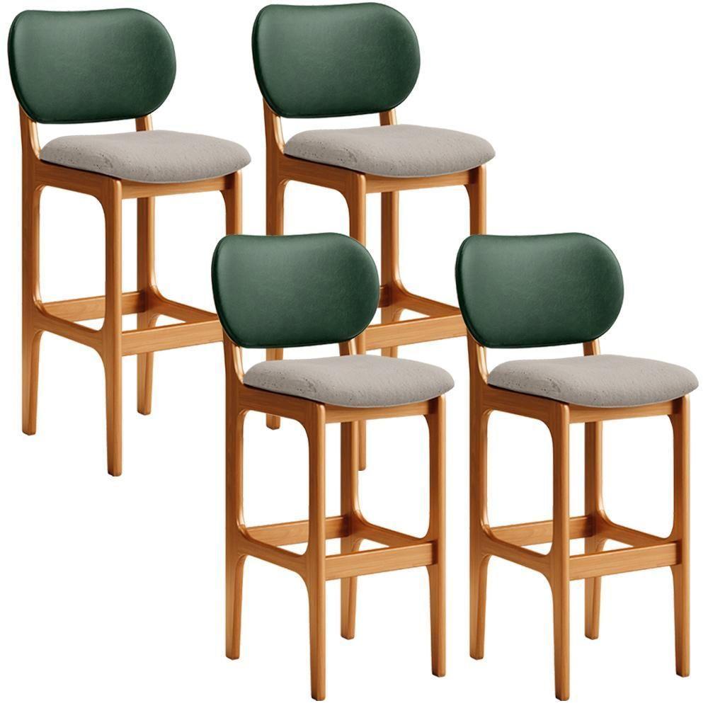 Kit 4 Banquetas Alta Betta Imbuia Facto Verde Linho Bege - 1