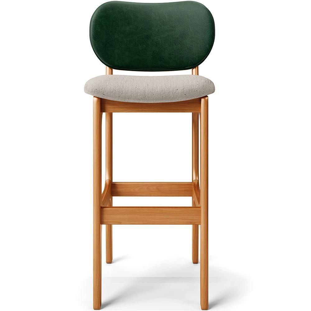 Kit 4 Banquetas Alta Betta Imbuia Facto Verde Linho Bege - 4