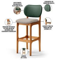 Kit 4 Banquetas Alta Betta Imbuia Facto Verde Linho Bege - 6