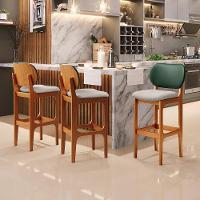 Kit 4 Banquetas Alta Betta Imbuia Facto Verde Linho Bege - 8