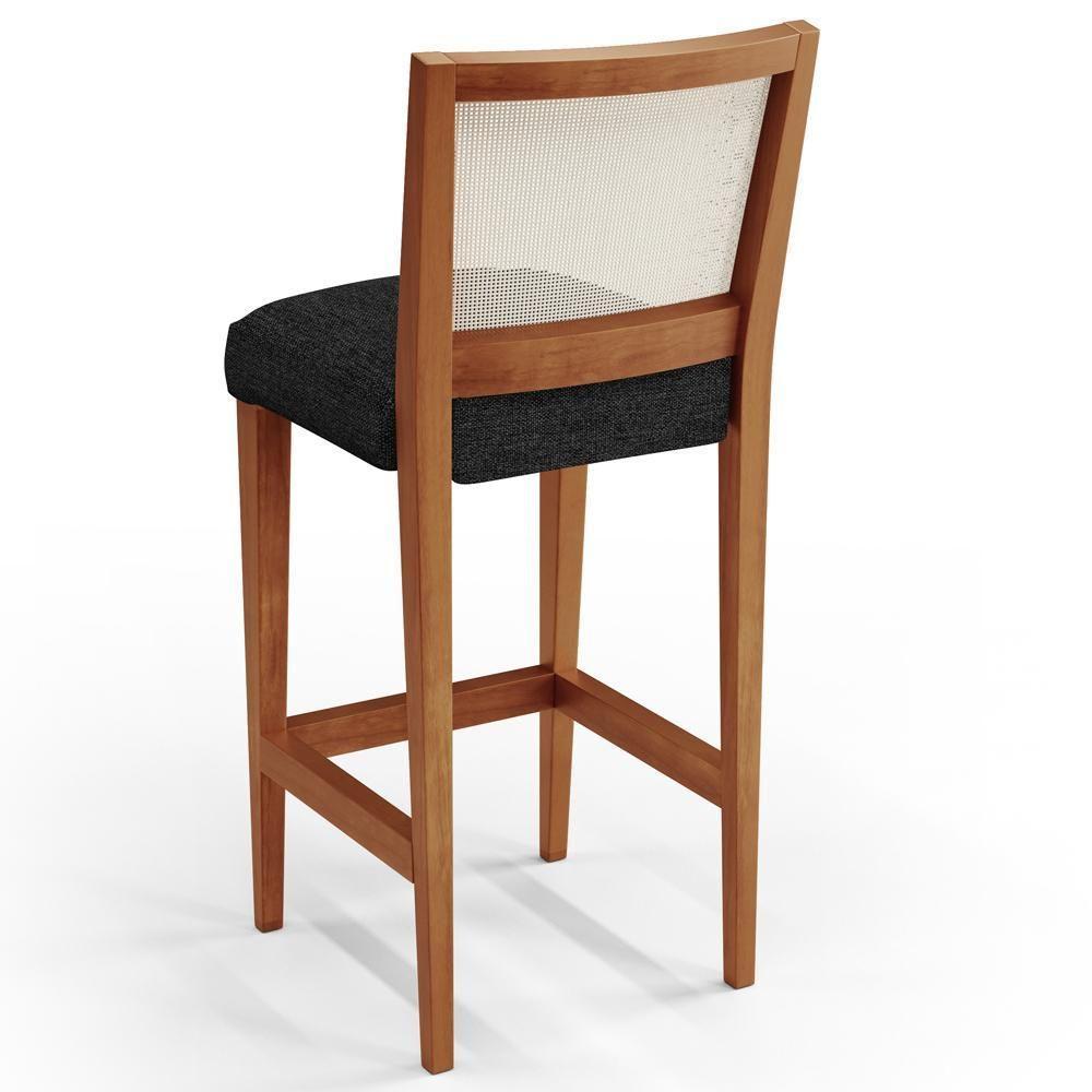 Kit 03 Banquetas Alta Branco Linho Chumbo - 3