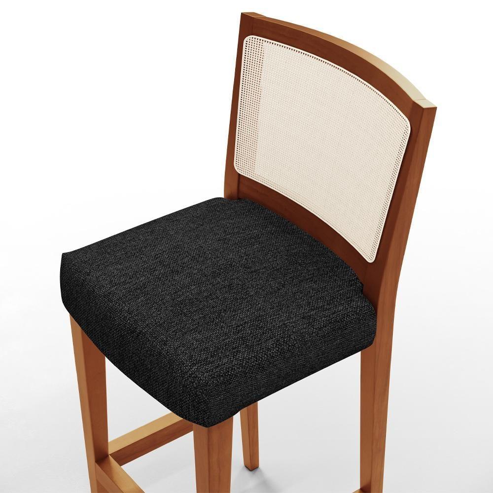 Kit 03 Banquetas Alta Branco Linho Chumbo - 4