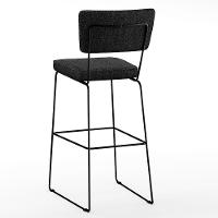 Kit 03 Banquetas Alta Base Aço Fixa Linho Chumbo - 3