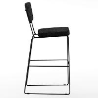 Kit 03 Banquetas Alta Base Aço Fixa Linho Chumbo