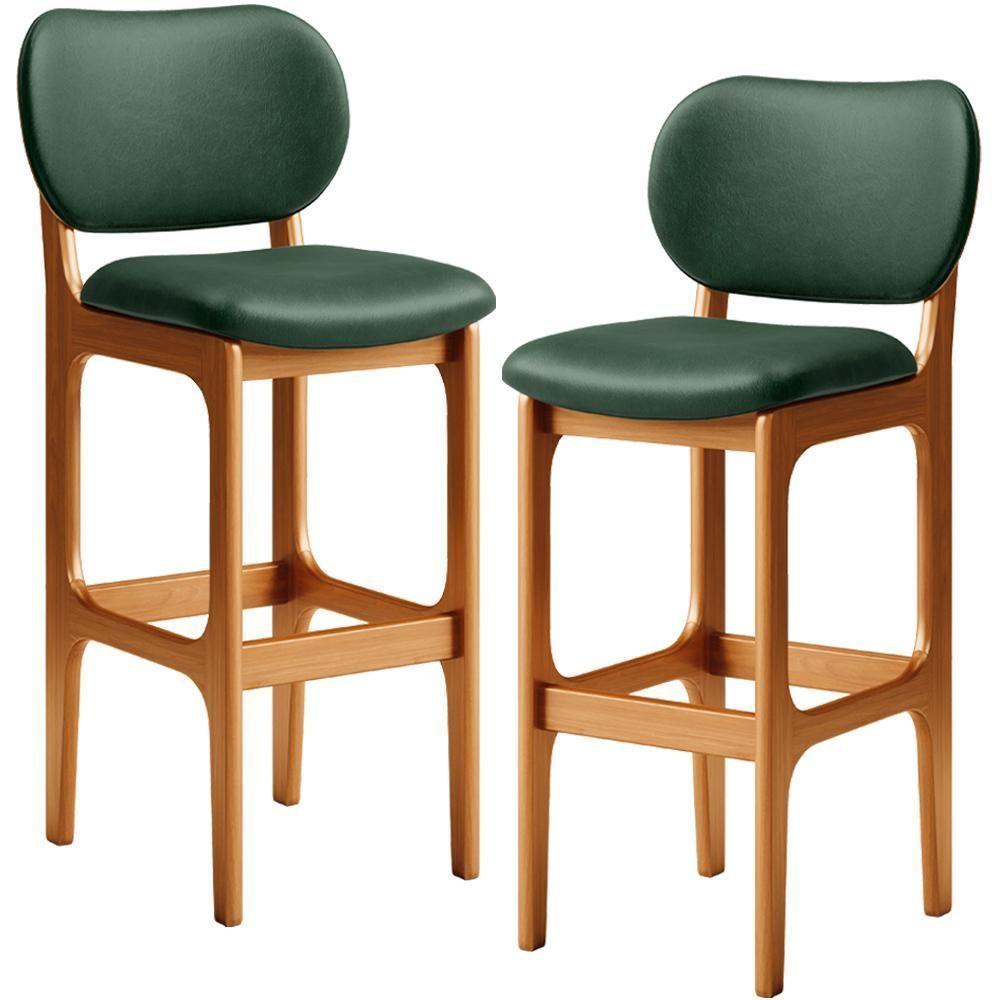 Kit 2 Banquetas Alta Betta Imbuia Facto Verde Musgo - 1