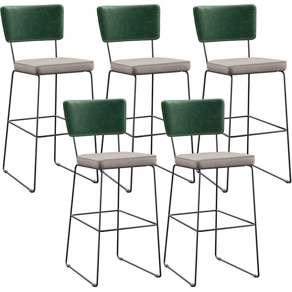 Kit 05 Banquetas Altas Facto Verde Musgo Linho Bege - 1