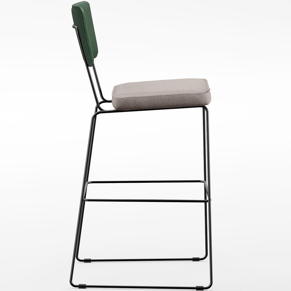 Kit 05 Banquetas Altas Facto Verde Musgo Linho Bege - 4