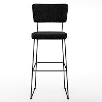 Kit 02 Banquetas Alta Base Aço Fixa Linho Chumbo - 5