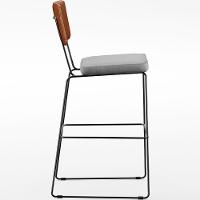 Kit 03 Banquetas Altas Camel Linho Cinza