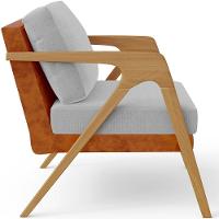 Kit 03 Poltronas Pietra L02 Couríssimo Camel Linho Cinza - 3