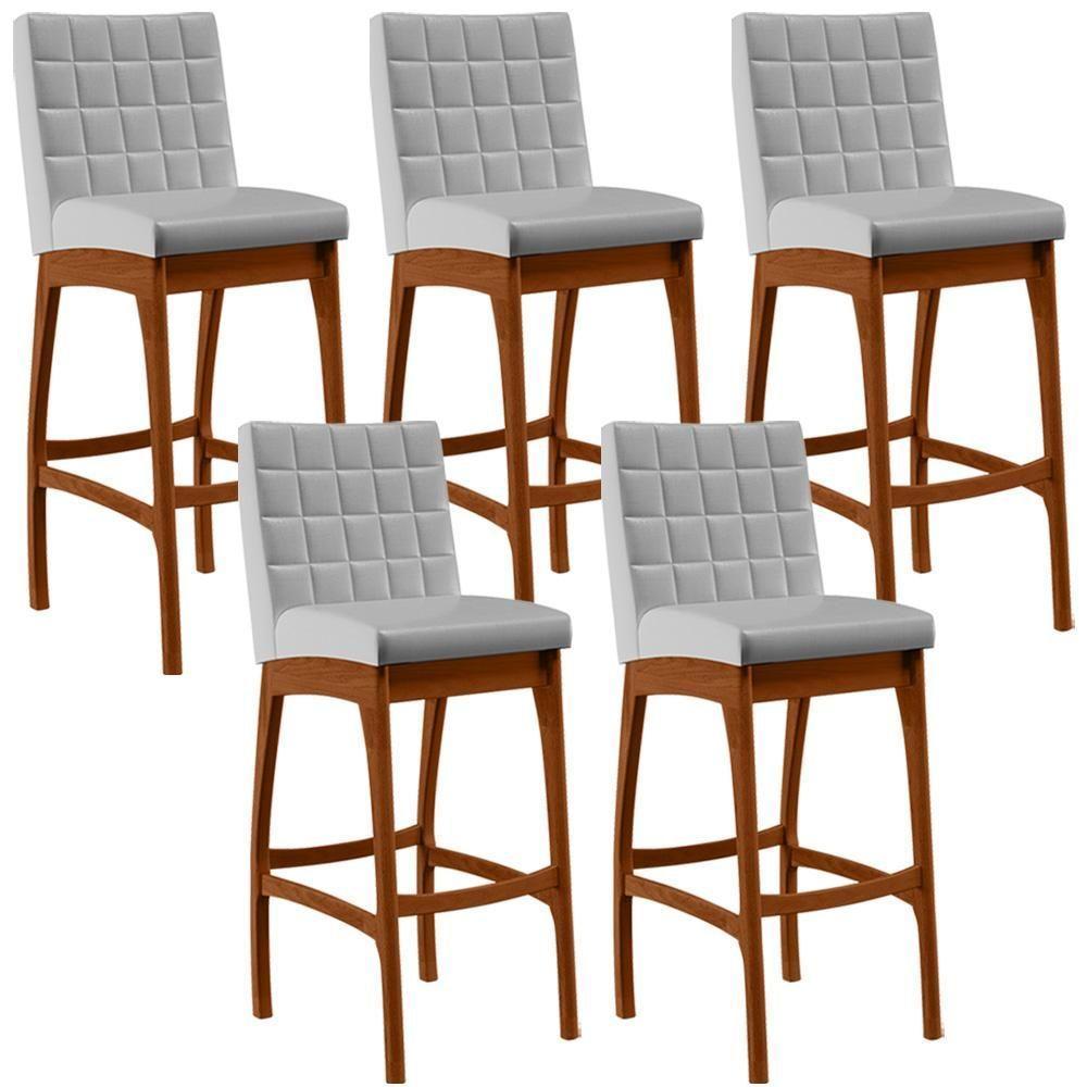 Kit 05 Banquetas Altas Mila Facto Cinza - 1