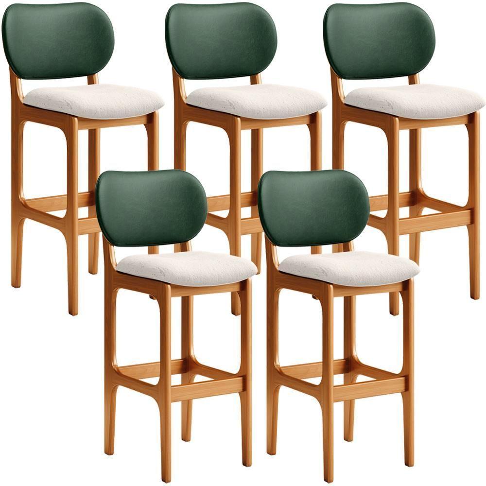 Kit 5 Banquetas Alta Betta Imbuia Facto Verde Linho Cru - 1