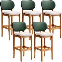 Kit 5 Banquetas Alta Betta Imbuia Facto Verde Linho Cru - 1