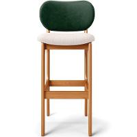 Kit 5 Banquetas Alta Betta Imbuia Facto Verde Linho Cru