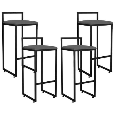 Kit 04 Banquetas Altas Hanna Preto Suede Cinza