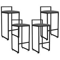 Kit 04 Banquetas Altas Hanna Preto Suede Cinza - 1