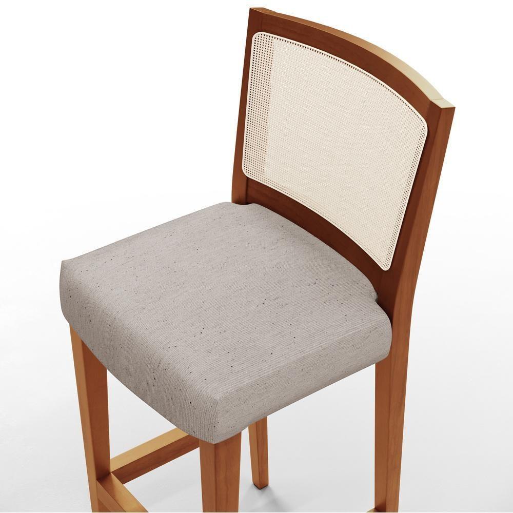 Kit 04 Banquetas Alta Branco Linho Bege - 4