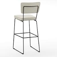 Kit 03 Banquetas Alta Base Aço Fixa Linho Champagne - 3