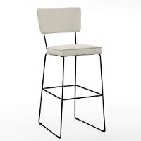 Kit 03 Banquetas Alta Base Aço Fixa Linho Champagne - 8