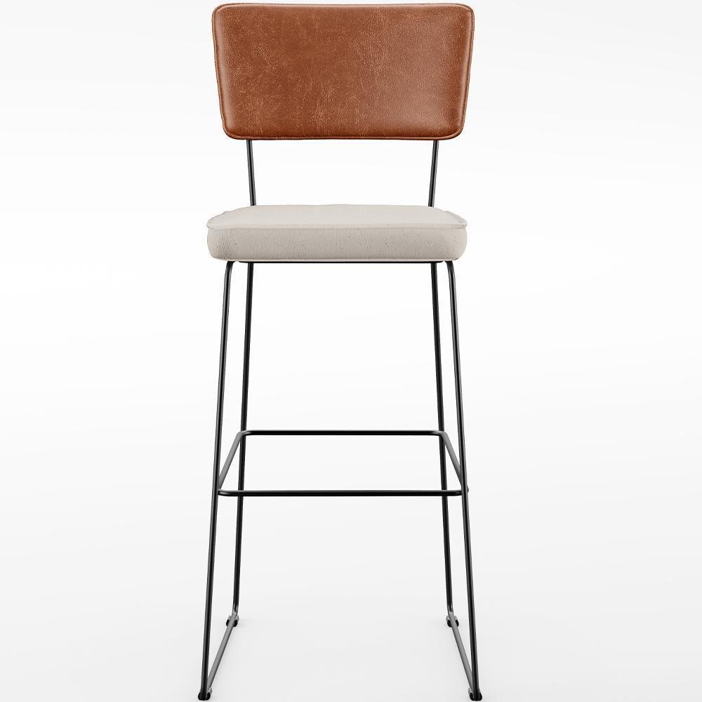 Kit 04 Banquetas Altas Camel Linho Cru - 5