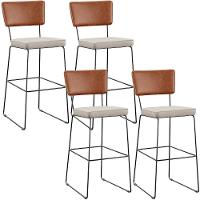 Kit 04 Banquetas Altas Camel Linho Cru - 1