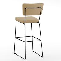 Kit 05 Banquetas Alta Base Linho Bege Escuro - 5