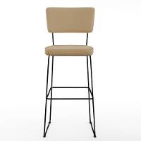 Kit 05 Banquetas Alta Base Linho Bege Escuro - 9