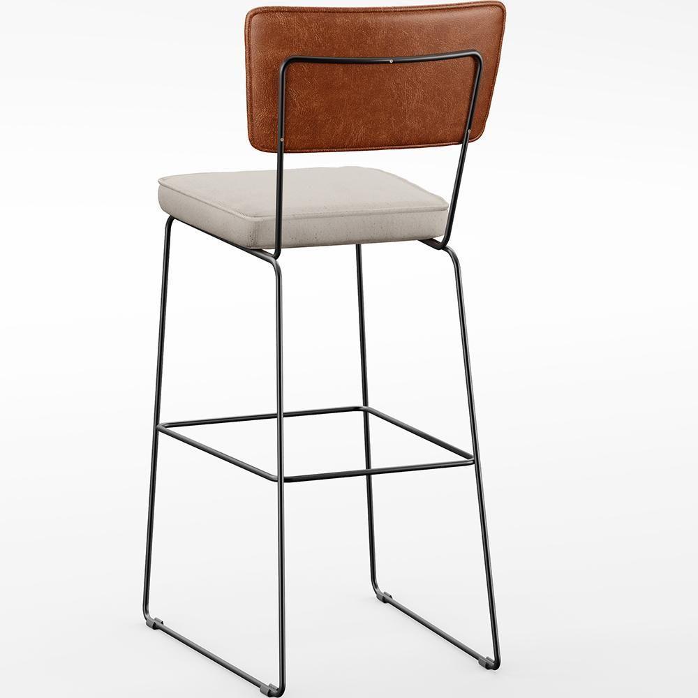 Kit 03 Banquetas Altas Cozinha Allana L02 Camel Linho Cru - 2