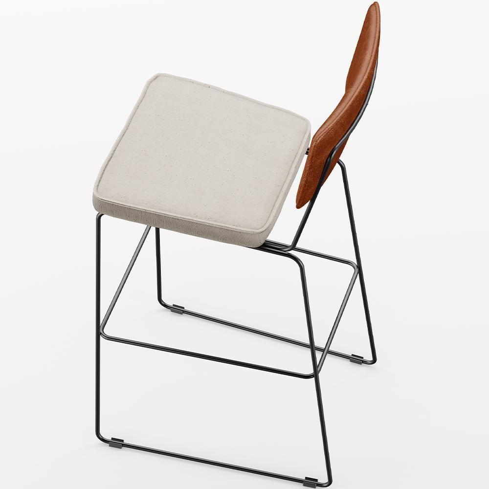 Kit 03 Banquetas Altas Cozinha Allana L02 Camel Linho Cru - 3