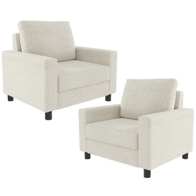 Kit 2 Poltronas Malta L02 Para Sala De Estar Linho Bege Lyam Decor