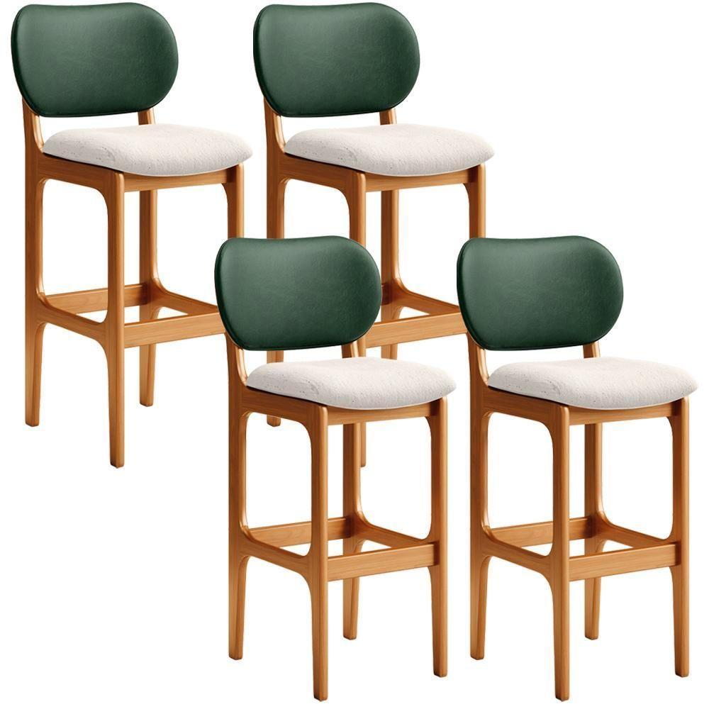Kit 4 Banquetas Alta Betta Imbuia Facto Verde Linho Cru - 1