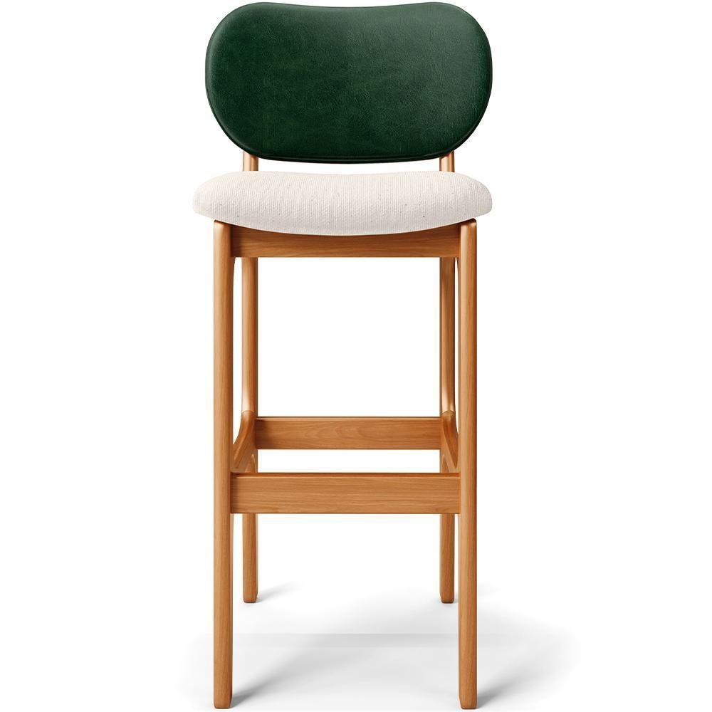 Kit 4 Banquetas Alta Betta Imbuia Facto Verde Linho Cru - 4