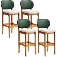 Kit 4 Banquetas Alta Betta Imbuia Facto Verde Linho Cru - 1