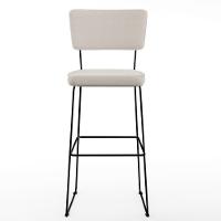 Kit 05 Banquetas Alta Base Em Aço Fixa Linho Cru - 5