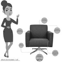 Kit 02 Poltronas Base Giratória Linho Chumbo - 7